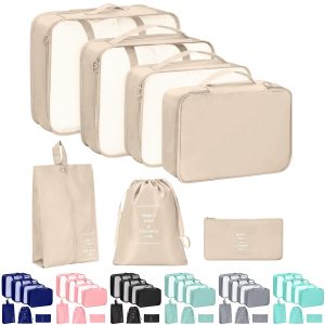 Packing Cubes Set Portable Luggage Organizer Storage Bags Clothes Shoes