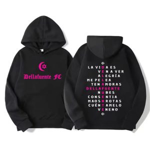 Dellafuente Tour Letters Print Hoodie Retro Gothic Oversized Sweatshirt